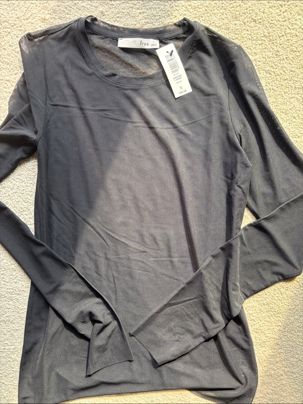 NWT Wilfred Free Long Sleeve Sheer Top in Black